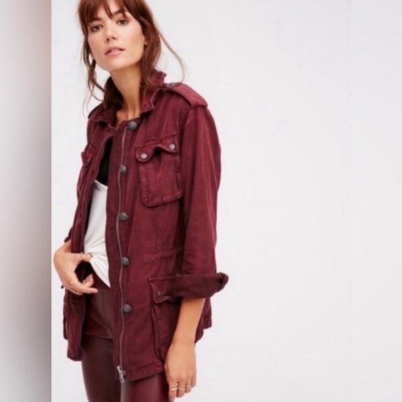 Free People Jackets & Blazers - Free People Not Your Brothers Surplus Jacket in
Burgundy Plumb/Wine